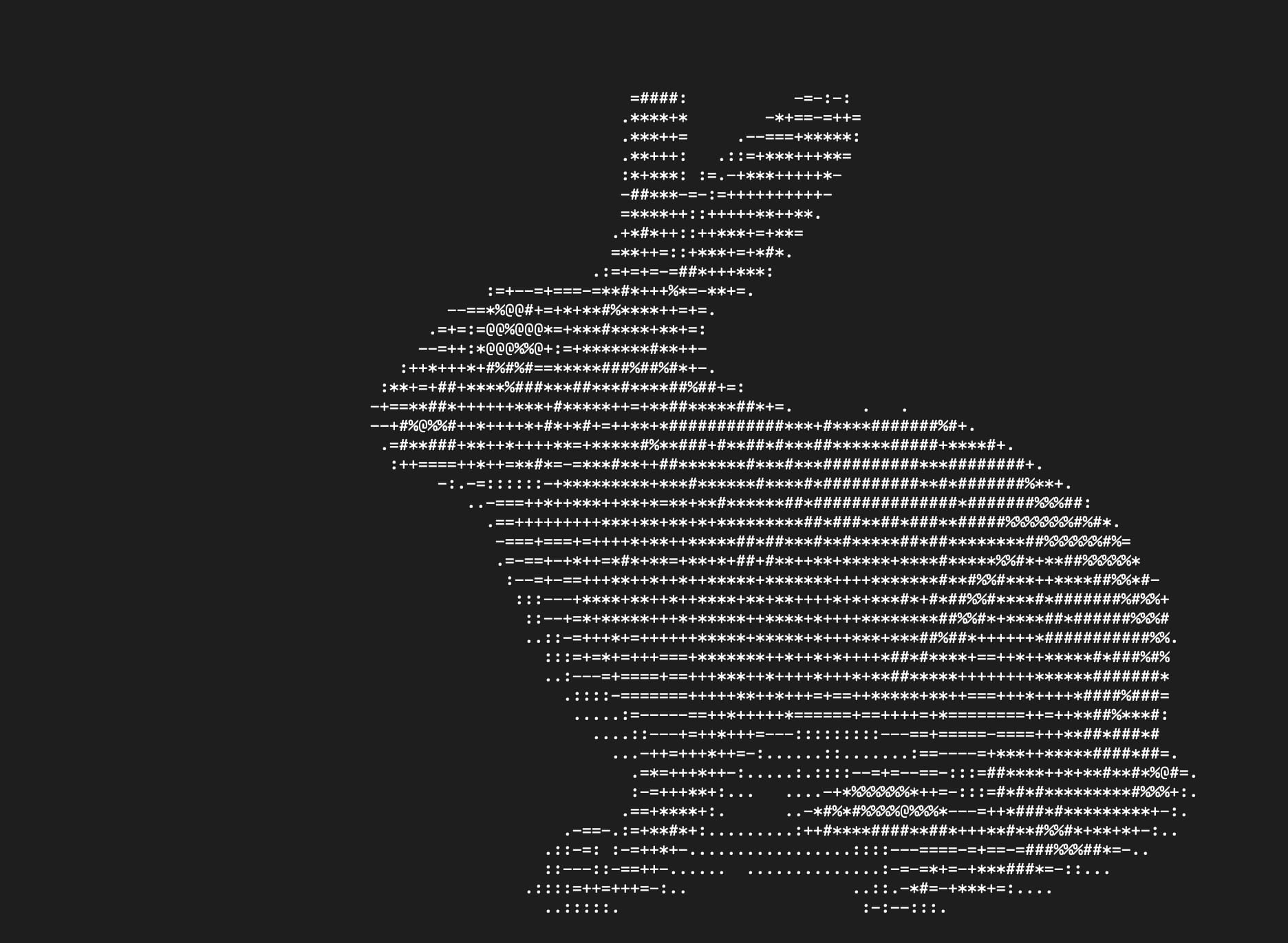 screenshot of terminal showing a rabbit shape made out of ASCII art